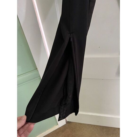 RARE Maya Negri Womens Medium Israeli Designer Black Pants Brocade Inset Inseam - Picture 5 of 13